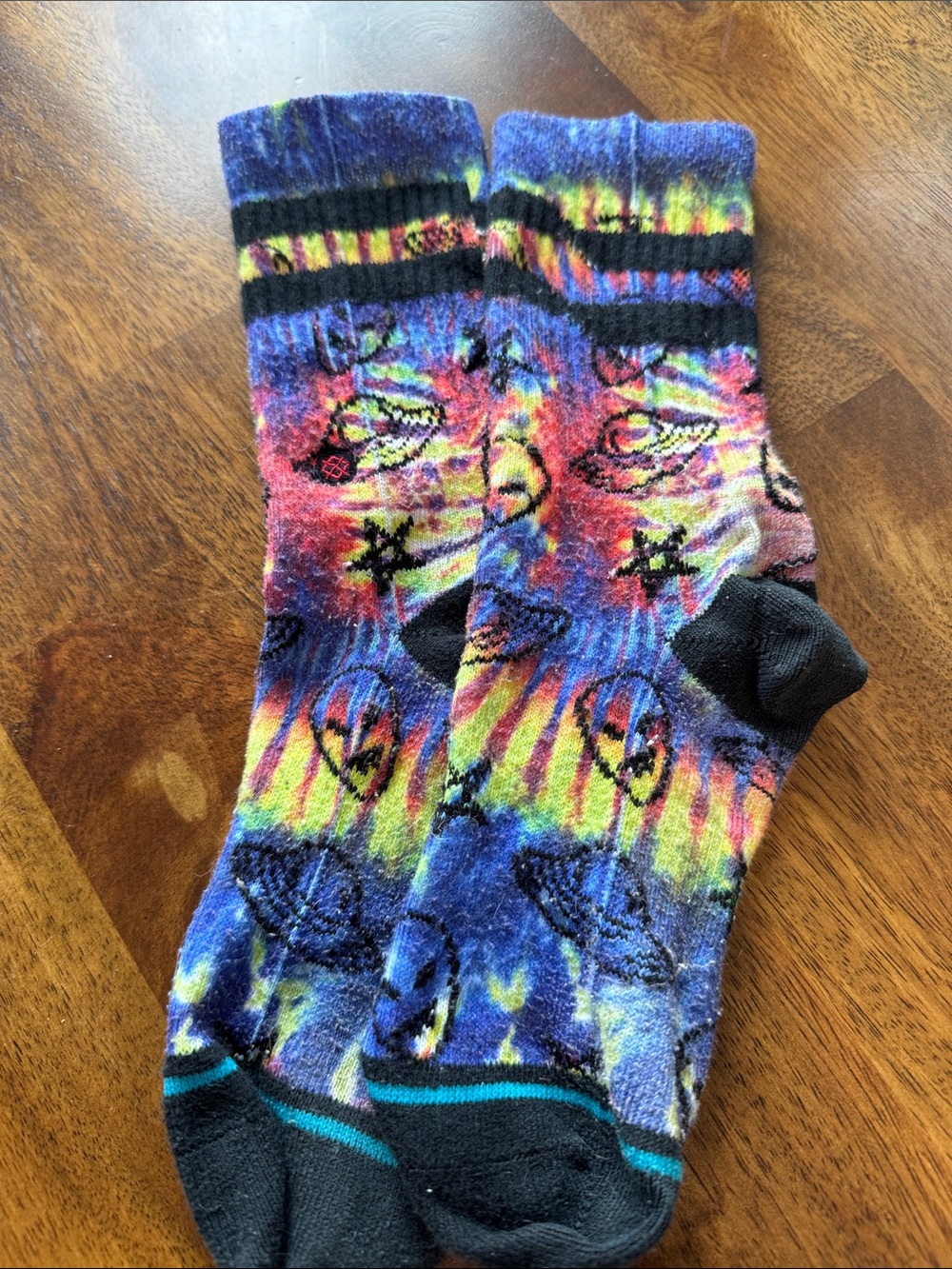 Stance Kids Multicolor Tie-Dye Crew Socks with Black Accents